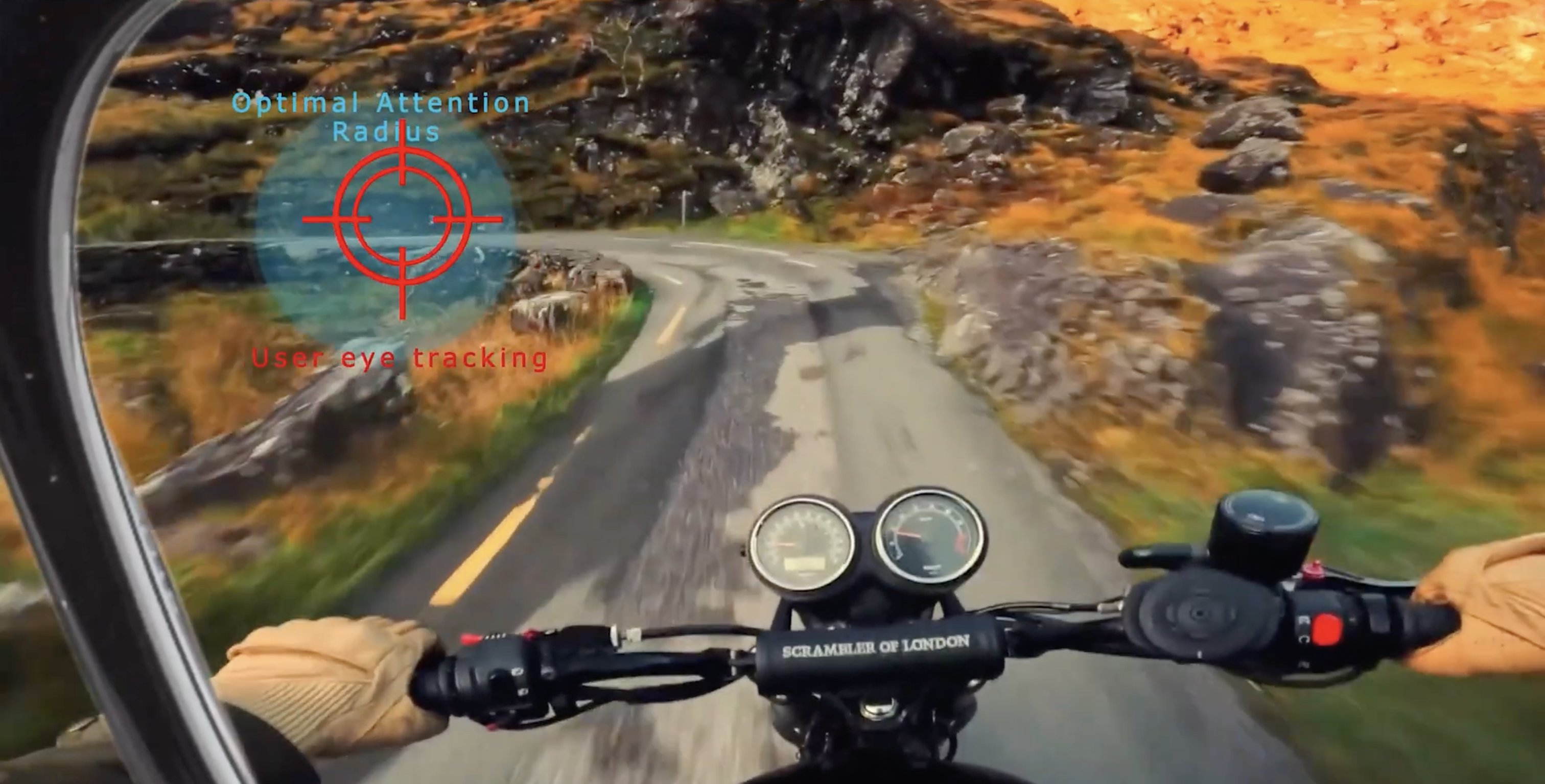 Eye tracking AR overlay on motorcycle ride